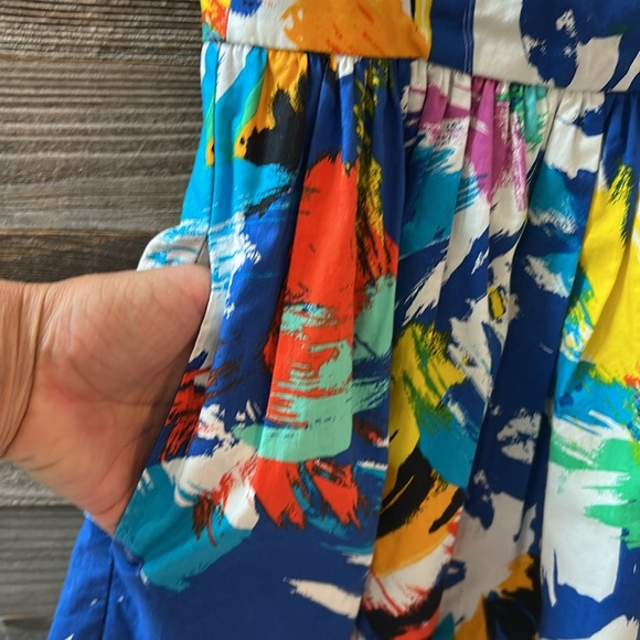 Zara Trafaluc Multicolor Abstract Spaghetti Strap Mini Dress Size XS - Picture 3 of 8